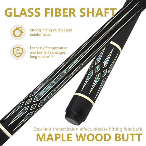 Professional Pool Cue Stick with Case, Pool Cue Stick 2-Piece Glass Fiber Billiards Cue Stick Low Deflection Pool Stick for Adults Players, 58" 19oz - size: 11.5mm Tip
