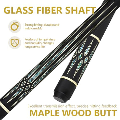Professional Pool Cue Stick with Case, Pool Cue Stick 2-Piece Glass Fiber Billiards Cue Stick Low Deflection Pool Stick for Adults Players, 58" 19oz - size: 11.5mm Tip
