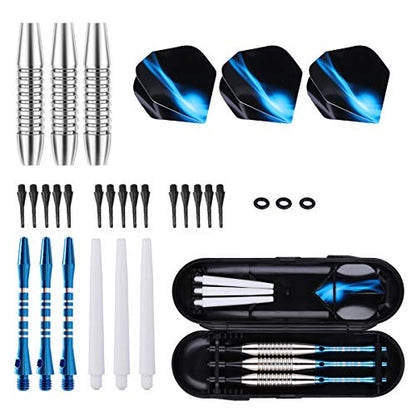 Darts Plastic Tip Set - 18g 21g Colorful Rainbow Soft Tip Darts 50 Anti-Loose O-Rings 6 Shaft (Aluminum/Nylon 45mm) 6 Durable Flights Extra 50 Soft Tips Electronic Dartboard - color: Blue-DARTB