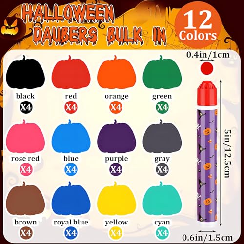 Eersida 192 Pack Halloween Bingo Game Cards and 0.4 oz Dot Daubers Set Includes 144 Bingo Cards and 48 Dot Markers Game Supplies Set Party Favor Supplies Family Casino Play Night - style: Halloween