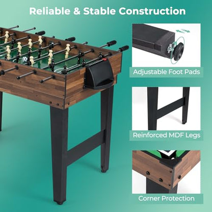 Goplus 10-in-1 Combination Multi Game Table Set, Adult Size Combo Game Table W/Foosball, Table Tennis, Pool, Air Hockey Table, Bowling, Chess, Checkers, Backgammon for Game Night - color: Brown