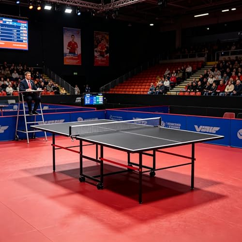 8FT Table Tennis Table with Net, Indoor/Outdoor Professional Ping Pong Table for Kids Adults, Folding Ping Pong Table, Complete Set with Paddles and Balls, School Playground Game Table - color: Black