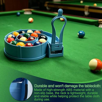 Pool Ball Rack, Hold 15 Balls, for Billiard Training, Not 3DPrinted | Portable Single Person Training Aid for Standard Pool Snooker Table Training - color: light blue