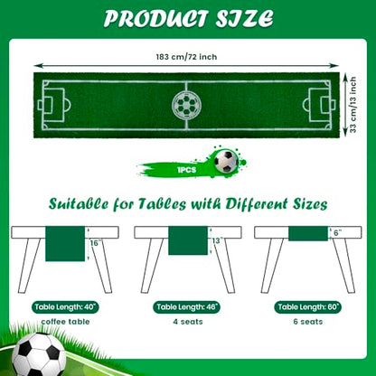 Soccer Party Decorations Table Runner - 13 x 72 Inch Artificial Grass Soccer Field Turf Runner, 1 Pack Green Soccer Table Decorations for 2026 Soccer Birthday, Game Day Watch Party Decor