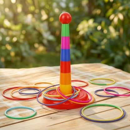 Colorful Toss Game Set 4-6, Throwing Toss Toy for Outdoor Games & Carnival Games, Birthday Party Activity, Bagged Set with 12 Rings (4 Small, 4 Medium, 4 Large)