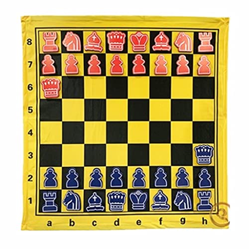 GeRRiT Giant Chess Set Outdoor Games for Family Lawn Games,Round Shape Magnetic Chess Pieces Only & Cloth Chess Board Portable International Chess Gifts