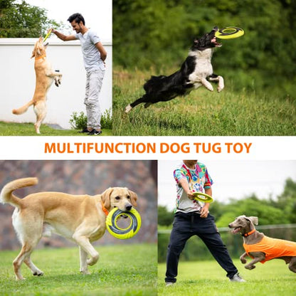 SKIPDAWG Interactive Tug Toy, Flying Disc Water Toy Non-Toxic Light TPR/Nylon Fabric, Pet Training and Outdoor Exercise Toys for Dogs, Diameter 9 Inches - color: Original Green