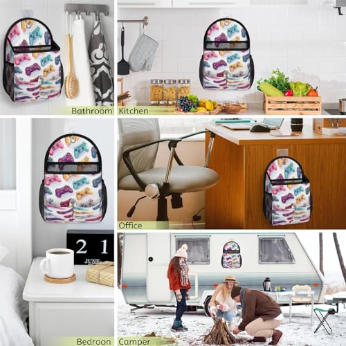 2pcs Wall Hanging Organizer Bag Gaming Consoles Wall Hanging Storage Bag with Pockets Wall Organizer Storage for Kitchen, Bedroom, Bathroom, RV Camper - size: 2 PCS