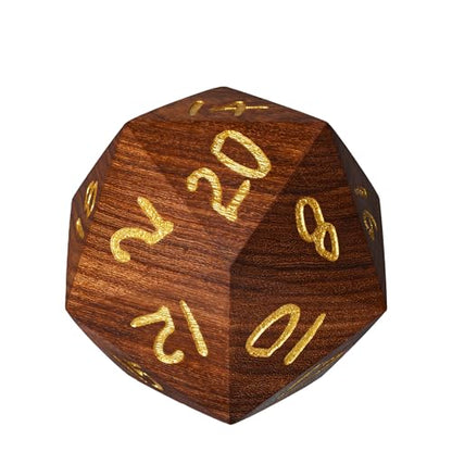 50mm Large D20 Dice, Red Sandalwood 20 Sided Dice DND Natural Wood D&D with Gift Case for Role Playing Games - color: D20 Red Sandalwood