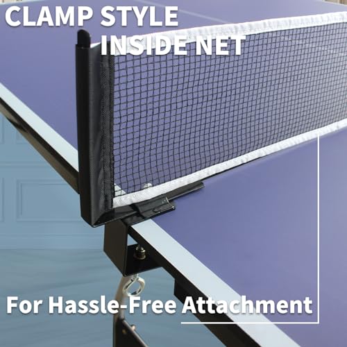 Table Tennis Table, Portable Ping Pong Table Game Set, 8ft Mid-Size Folding Indoor Outdoor Table Tennis Game Set with Net, 2 Table Tennis Paddles and 3 Balls for Adults/Teens