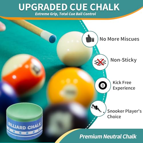 Pool Cue Chalk 2 Pack, Premium Round Pool Stick Chalk Billiard Table Accessories for Professional Tournament, Clubs, Bars, Home (Outstanding Performance, Reduce Miscue, Durable)- Green - color: Green-2 Pack