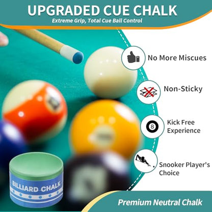 Pool Cue Chalk 2 Pack, Premium Round Pool Stick Chalk Billiard Table Accessories for Professional Tournament, Clubs, Bars, Home (Outstanding Performance, Reduce Miscue, Durable)- Green - color: Green-2 Pack