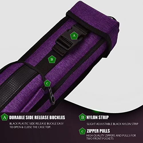 Champion 2X2,2X3,3X4 Nylon/Leatherette Billiard Pool Cue Stick Hard Case - color: Purple, size: 2X2 pool case