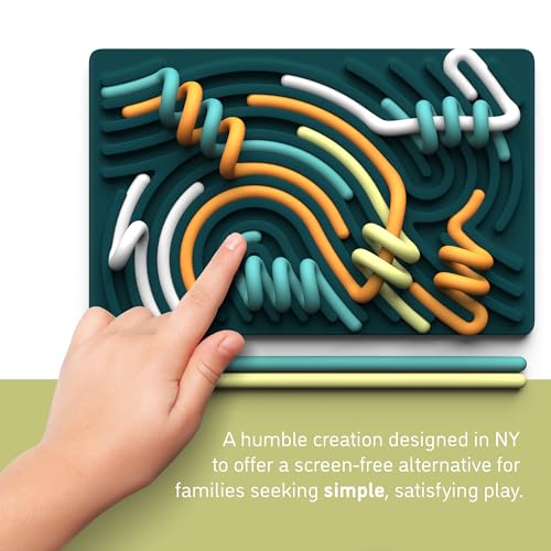 Pushpeel Sensory Activity Board: Silicone Fidget Toy for Calming, Stress, Anxiety, ADHD & Autism | Silent, No Mess | Kids 3+ & Adults | Includes Portable Travel Bag & 11 Strings - color: Spruce