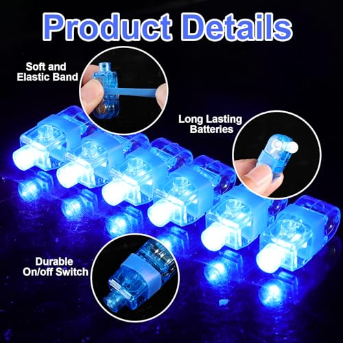 100pcs Blue Finger Lights, Glow in the Dark 4th of July Party Supplies, LED Finger Flashlights Patriotic Goodie Bag Stuffers Classroom Prizes, Carnival Concert Gifts Accessories - style: Blue-100