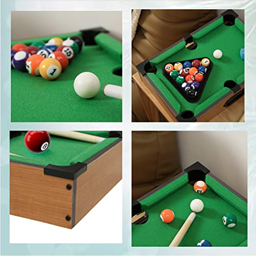 Mini Pool Table Wooden Billiards Tabletop Board Game for Family Night Party Time Gift for Cat Lovers - size: 14"