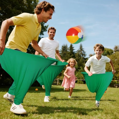 7 Pcs Granny Pants Yard Game Set – Large & Small Pants with 4 Bouncy Balls and 1 Air Pump,Fun Parent-Child Outdoor Game for Family Reunion, Group Parties & Backyard Activities - color: Green