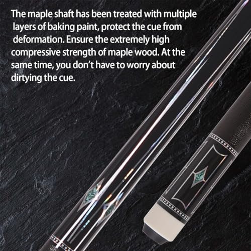 12.5mm Pool Cue Stick, Canadian Maple Cue Stick 58 Inch 19oz 12.5mm Tip, Billiard Table Cues Stick for Bar Professional Adults, Maple Dyeing Shaft, Lizard Pattern Cowhide Grip