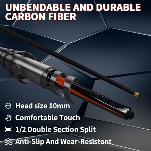 Carbon Fiber Pool Cue Stick 9.5mm Low Deflection Billiard Cue Stick Professional Snooker Cue for Home Bars Pool Halls, Gray1 - color: Gray1
