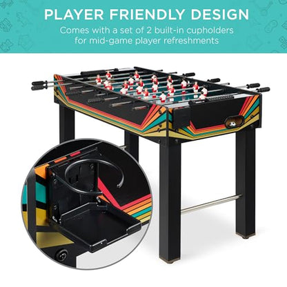Best Choice Products Foosball Table for Kids and Adults, Game Room Soccer Game Table w/ 2 Balls, 2 Cup Holders, Ergonomic Handles, Chrome Finished Metal Bars - color: Arcade