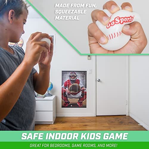 GoSports Pitch N' Stick Kids Baseball Pitching Game - Choose Between Wall Poster Game Set or 4 Replacement Sticky Ball Baseballs - style: With Target