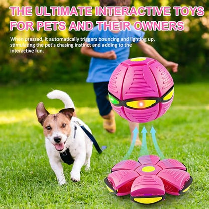 Magic Bouncing Ball 6-Light Dual Form – Pop up, Meta Ball Metaball Transforming Design – Flying Saucer Bouncy – Interactive Bouncing Balls for Parent-Child Interaction – Gift Pack - Pink - color: Pink