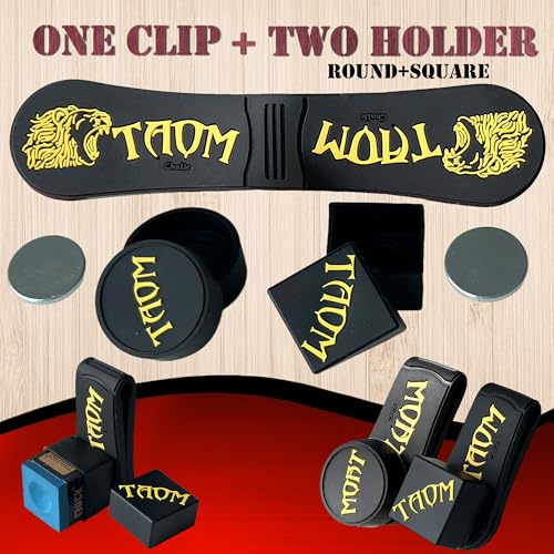 Billiards Magnetic Chalk Holder Belt Clip with 2 (Round&Square) Chalks holder, Magnetic Pool cue stick Chalk Holder Pro - 3X Stronger Grip, Dustproof & Water-Resistant (Includes 2 Silicone Boxes) - color: S1