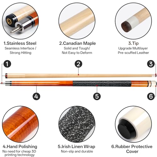 AKLOT Pool Cues,58" Pool Cue Stick Canadian Maple Wood Billiard Cues Sticks for Professional Billiard Players 18 19 20 21 oz - color: 19 20 21 oz 3 Cues