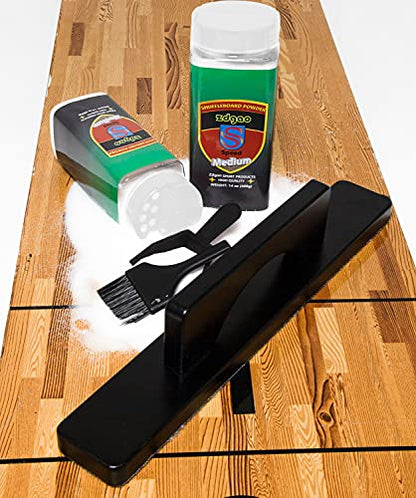Shuffleboard Sand with Shuffleboard Brush - Shuffleboard Wax Set for Shuffleboard Table + Shuffleboard Brush + Mini Dustpan and Brush - color: 2 Cans Medium Speed + Short Brush