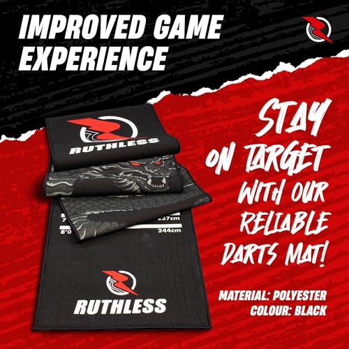 RUTHLESS Darts Mat | Heavy Duty Non Slip Durable Carpet Dart Mat for Floor Black - style: Dragon
