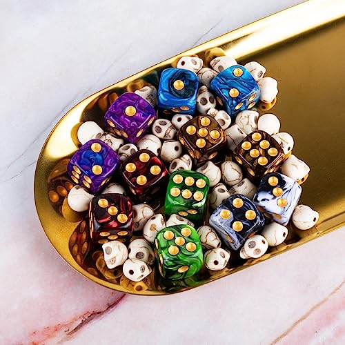 36 Pieces 16mm Marble D6 Dice 6 Sided Dice Set Round Corner Board Game Dice for MTG DND Tenzi Farkle Yahtzee Bunco or Math Learning