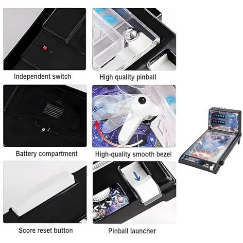 Electronic Tabletop Pinball Game - Retro Arcade Machine with Lights, Sounds and Scoreboard, Desktop Ball Shooting Toy for Family Kids, Birthday Party