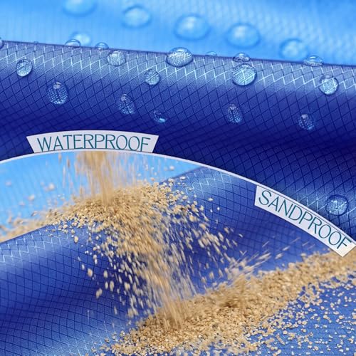 BYDOLL Beach Blanket Waterproof Sandproof Large Sand Free,78''X81''/10'X9' Oversized Sandless Lightweight Blanket Picnic Mat for Beach Travel Camping Hiking with Stakes - color: Blue5, size: 78"X81"