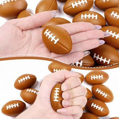 Aodaer 24 Pack Mini Football Stress Balls Fidget Ball Toys Bulk | Soft Foam Balls for Sports Party Favor Gifts, Birthday Party Decoration, Goodie Bag Stuffer, Mini Size, with Drawstring Bag - style: Football