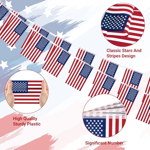 52FT 4th of July Decorations Outdoor, 50 PCS Fourth of July Banner, 5.5 x 8.2 Inches American String Flag Banner for Patriotic Independence Day Fourth of July Accessories Party Home Patio Decor - style: Independence Day
