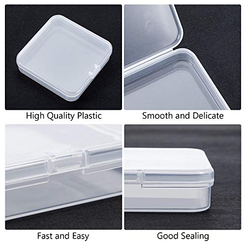 SATINIOR 24 Packs Small Clear Plastic Beads Storage Containers Box with Hinged Lid for Storage of Small Items, Crafts, Jewelry, Hardware (2.76 x 2.76 x 0.67 Inches) - size: 2.76 x 2.76 x 0.67 in