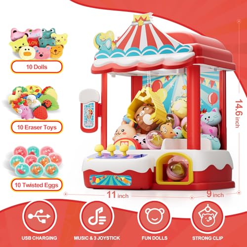 Skirfy Claws Machines for Kids & Adults with 30 Mini Prizes & Adjustable Sounds, Dispenser Toys Vending Machines - Perfect Christmas & Birthday Big Experience Gifts for Kids, Ages 6+
