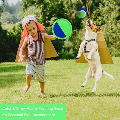 Catch Ball Game for Kids-Beach Toys Backyard Lawn Toss and Catch Games -Upgraded Version Throw Sticky Balls and Catch Game Toys for Kids Boys Girls Adults Family Outside Gifts - color: Green