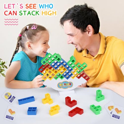 Rachan 48 Tetra Tower Balance Stacking Blocks Game, Fun Balance Board Game Building Blocks, Educational Gift for Kids - color: 48 Multicolor