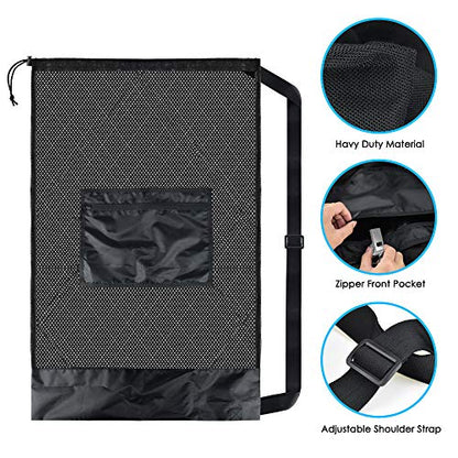 BROTOU Thickened Extra Large Sports Ball Bag Mesh Socce Ball Bag Heavy Duty Drawstring Bags Team Work for Holding Basketball, Volleyball, Baseball, Swimming Gear with Shoulder Strap - size: 24" x 36"