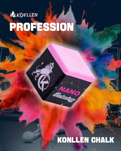 KONLLEN Magnetic Pool Chalk Holder and Nano Cue Chalk Set, Low-Dust Billiard Chalk Combo with Quick One-Hand Access for Better Grip and Control - color: Pink-2 piece