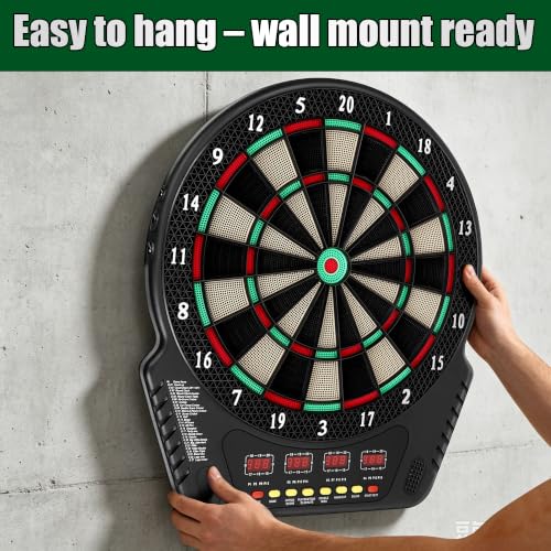Dart Board 6 Darts Voice Scoring Wall Mount Home/Bar | Play at home, bar, or game room. Voice prompts guide turns and announce scores. No manual scoring needed
