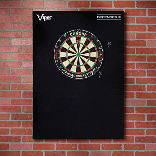 Viper Defender III Extended Length Dartboard Surround Wall Protector, Fits 17.75" and 18" Bristle Dartboards, Compression-Fit Easy Mounting, 45" H x 32" W x 1" Thickness - color: Black