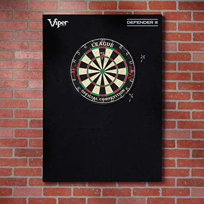 Viper Defender III Extended Length Dartboard Surround Wall Protector, Fits 17.75" and 18" Bristle Dartboards, Compression-Fit Easy Mounting, 45" H x 32" W x 1" Thickness - color: Black