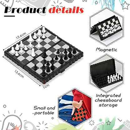 Magnetic Travel Chess Set Mini Fun Checkers with Portable Folding Chess Board Educational Toys for Family Board Games Christmas Party Favors Gifts, 2 Pcs
