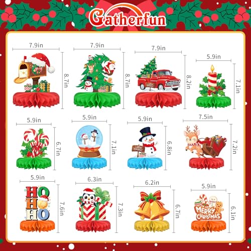 Christmas Party Decorations: Festive Christmas Honeycomb Centerpieces, Santa & Snowman Table Toppers - for Classroom, Winter Birthdays & Holiday Party Supplies - style: Christmas tree