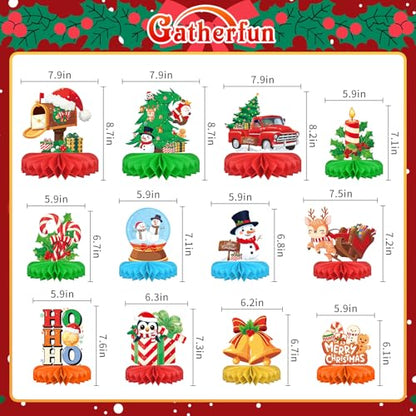 Christmas Party Decorations: Festive Christmas Honeycomb Centerpieces, Santa & Snowman Table Toppers - for Classroom, Winter Birthdays & Holiday Party Supplies - style: Christmas tree