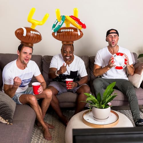 Set Football Goal Post Ring Toss Game Inflatable Ring Toss Game Sport Party Post Rings Sport Football Hat Games for Birthday Family Indoor Outdoor Sports Graduation Party Games Supplies