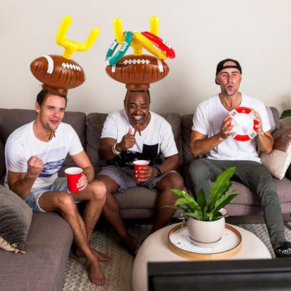 Set Football Goal Post Ring Toss Game Inflatable Ring Toss Game Sport Party Post Rings Sport Football Hat Games for Birthday Family Indoor Outdoor Sports Graduation Party Games Supplies