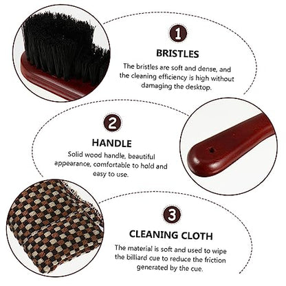 KESYOO Billiard Brush Set Pool Table Cleaner Cue Brush Snooker Table Tool Rail Kit for Billiard Pool Cloth